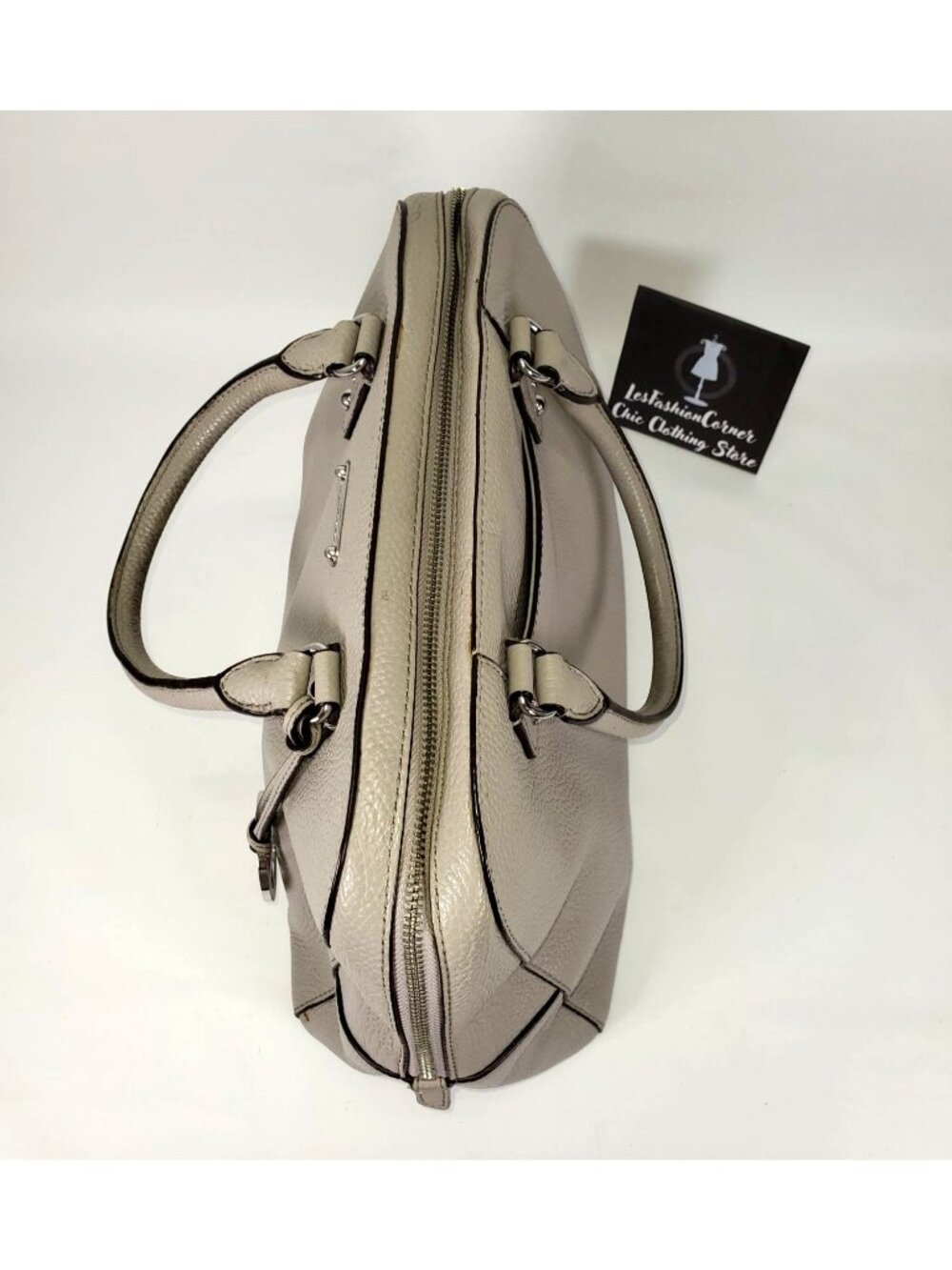 Michael Kors Women's Grey Leather Dome Satchel 1522 - Picture 6 of 15